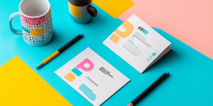 Modern Stationery Design With Vibrant Colors And Geometric Patterns For A Playful And Creative Brand Identity.